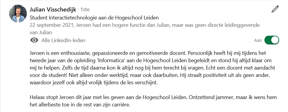 Testimonial Julia Visschedijk