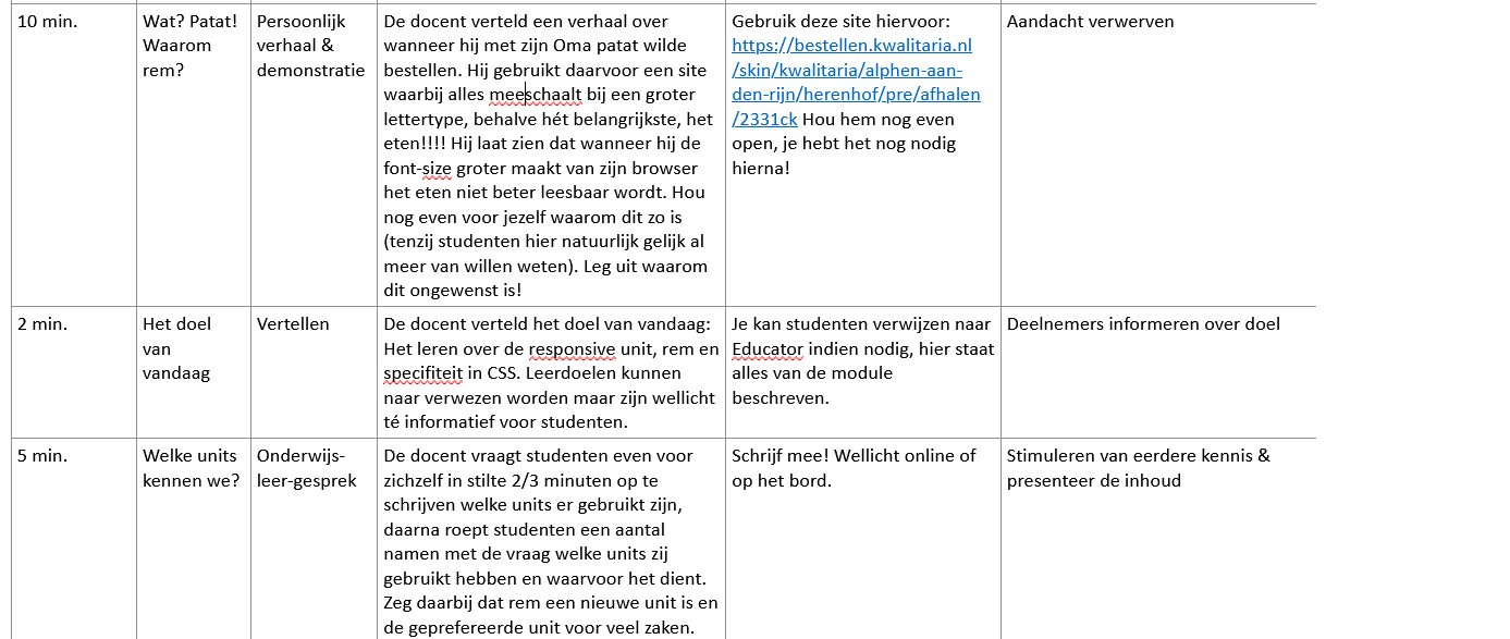 Bewijslast dat ik de vragen van Perkins gebruik als input voor mijn lesplan en tevens procedure.