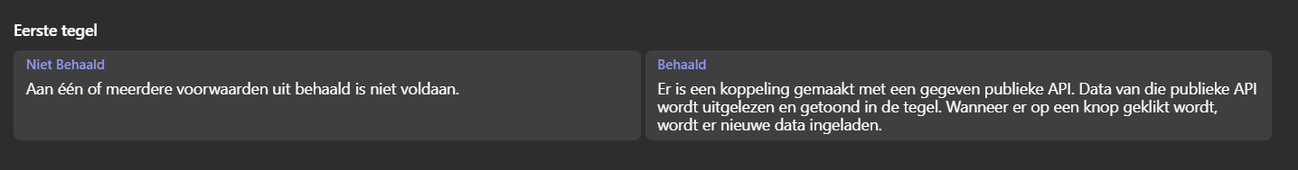 Een opdracht van een 'tegel' waarbij studenten zelf een API mogen kiezen.