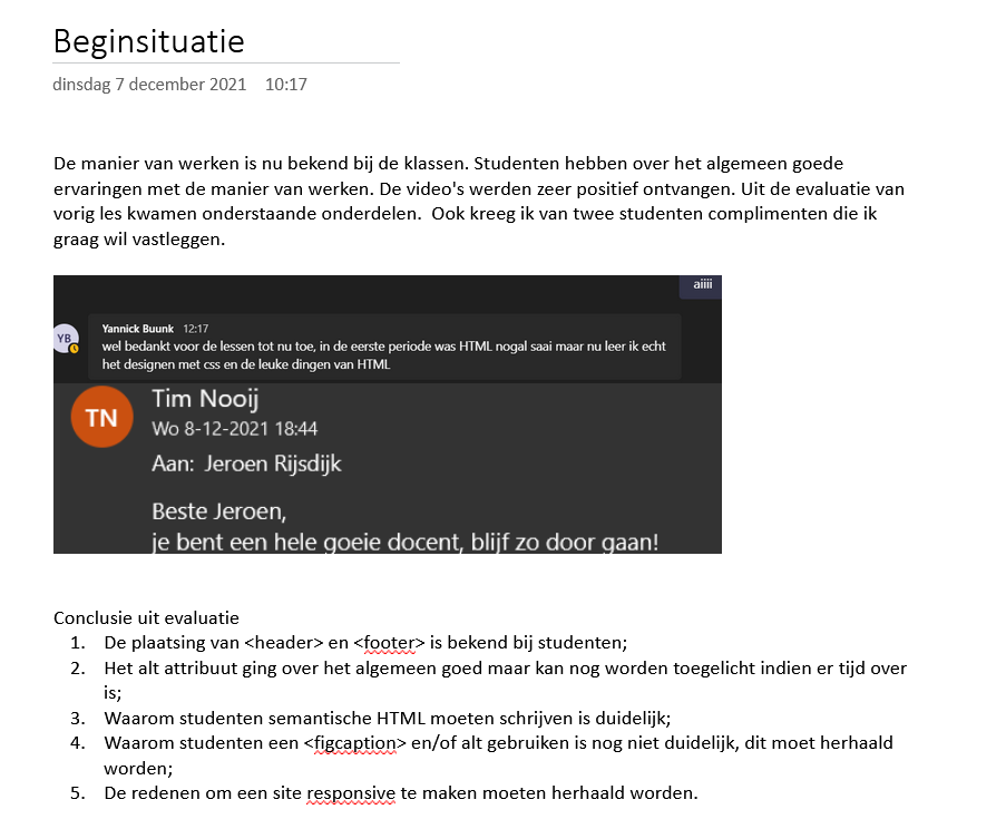 Aangepaste beginsituatie aan de hand van conclusies uit de evaluatie.