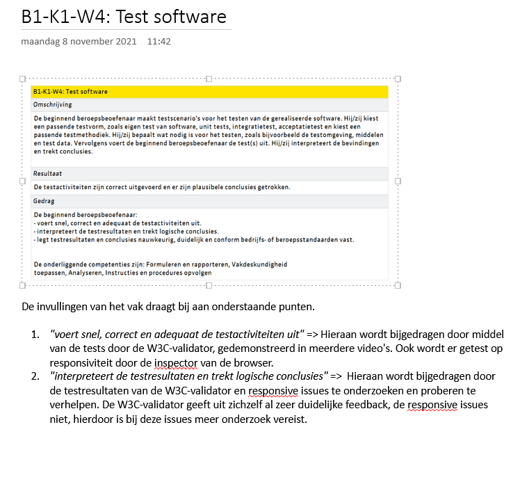 Argumentatie hoe de unit bijdraagt aan het werkproces B1-K1-W4 