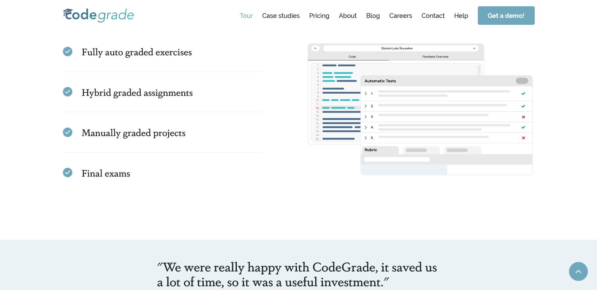 Codegrade, het platform voor het afnemen van programmeertoetsen.