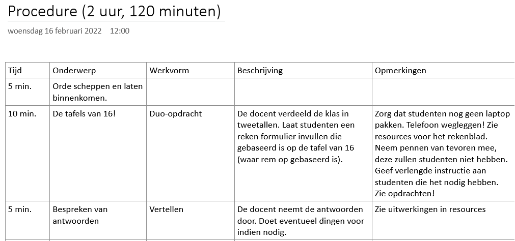 Procedure waarbij studenten extra uitleg krijgen indien nodig.