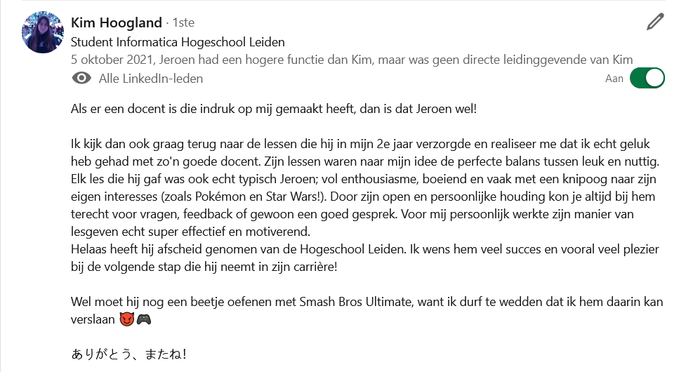 Testimonial Kim Hoogland